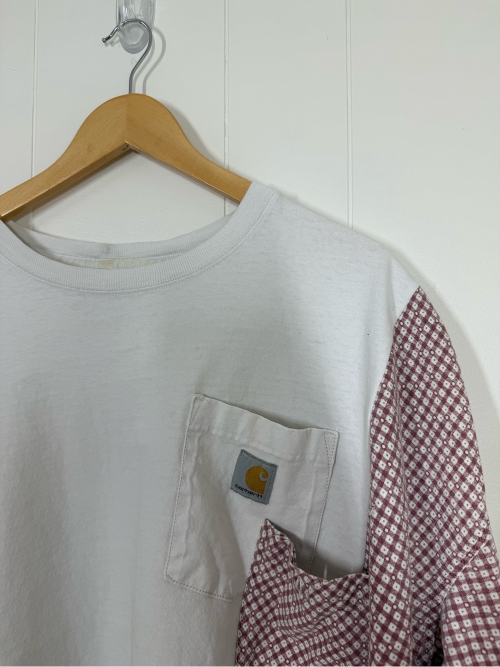 Remi Lyn & Co. Handmade Upcycled Split Carhartt & Flannel Long Sleeve Tee - Picture 3 of 14
